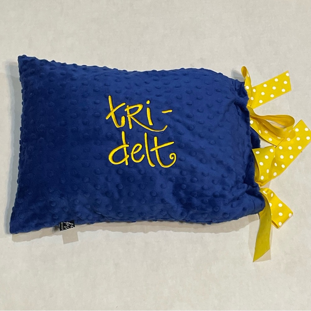 Tri Delta Delta Delta Sorority Blue Gold Embroidered Throw Pillow